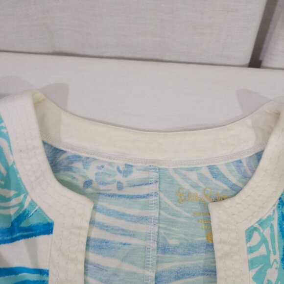 Lilly Pulitzer Womens Long Sleeve Dress Pima Cotton Blue/White Swirl Print Small - Picture 3 of 9